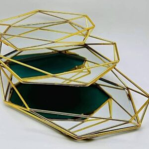 طقم صواني ديكور فاخرة بتصميم هندسي عصري